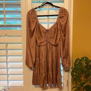 Nude pink silk dress